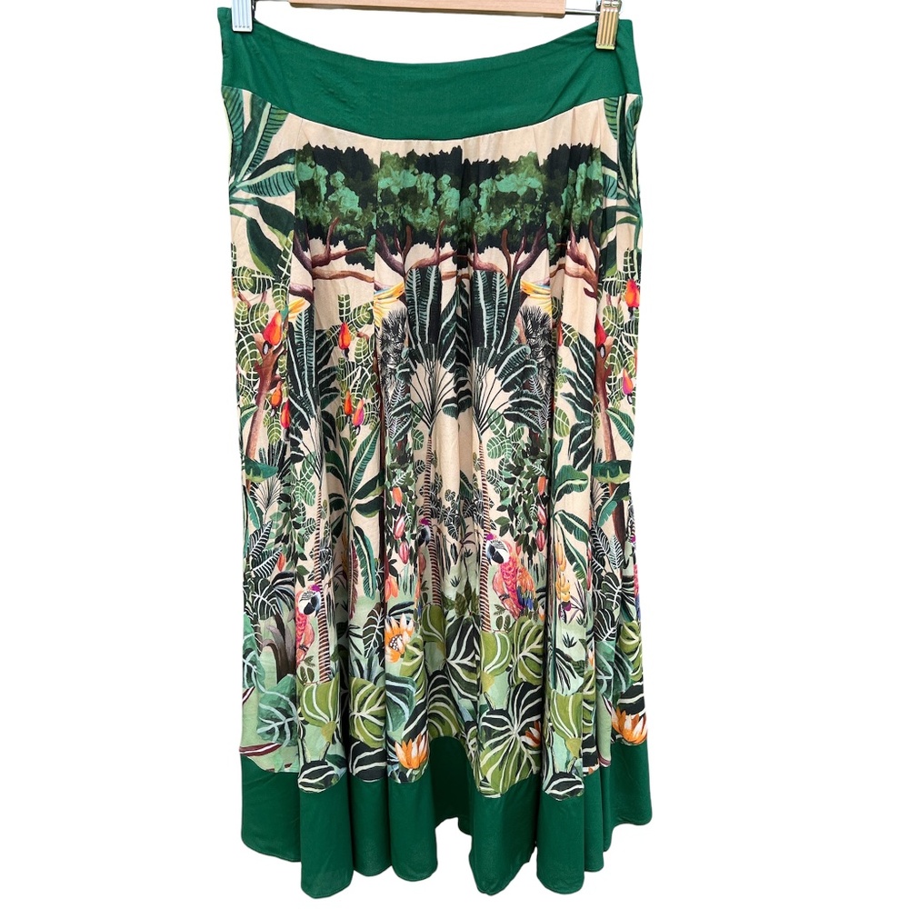 NWT Farm Rio Jungle Print V-Waist Midi Skirt Size Medium - Picture 9 of 12